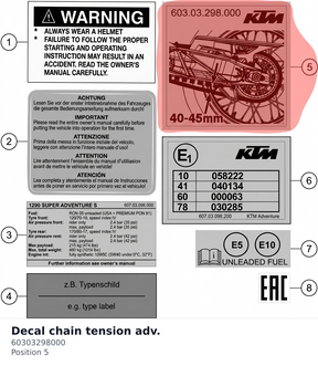 Diagram preview: Decal chain tension adv. (60303298000)