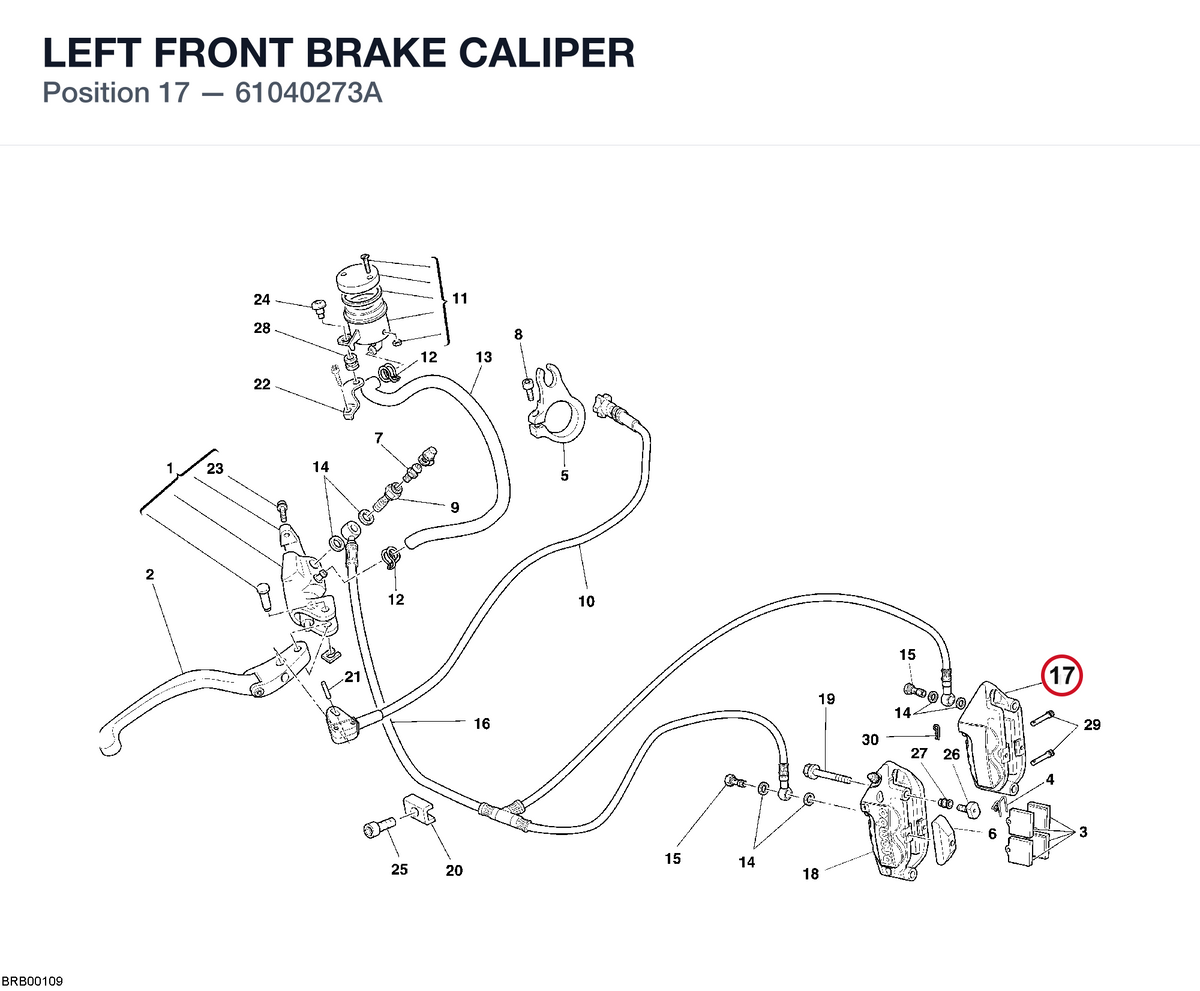 LEFT FRONT BRAKE CALIPER 61040273A diagram position
