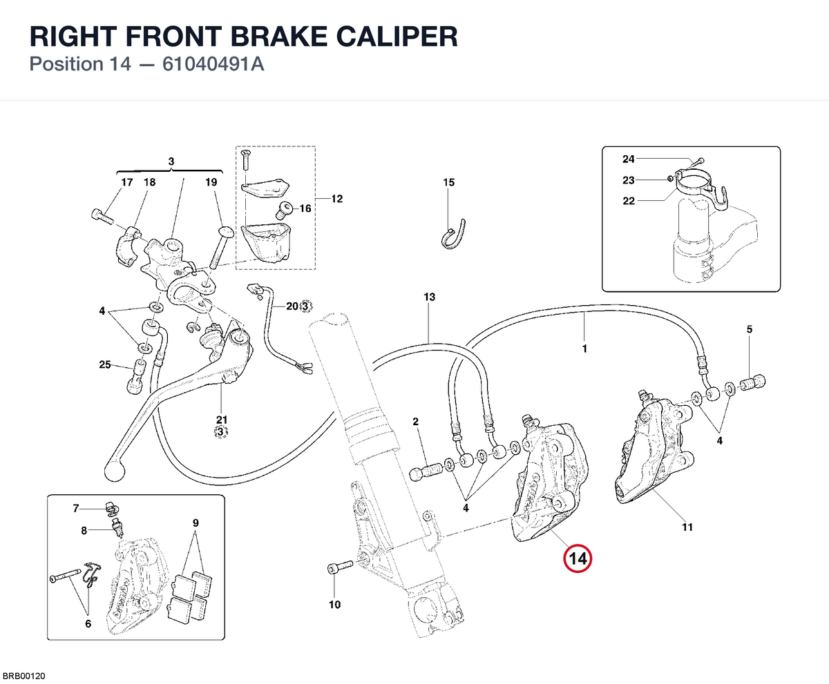 RIGHT FRONT BRAKE CALIPER 61040491A diagram position