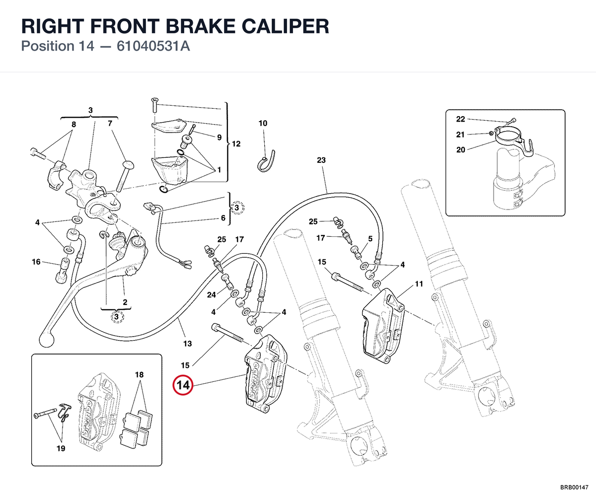 RIGHT FRONT BRAKE CALIPER 61040531A diagram position