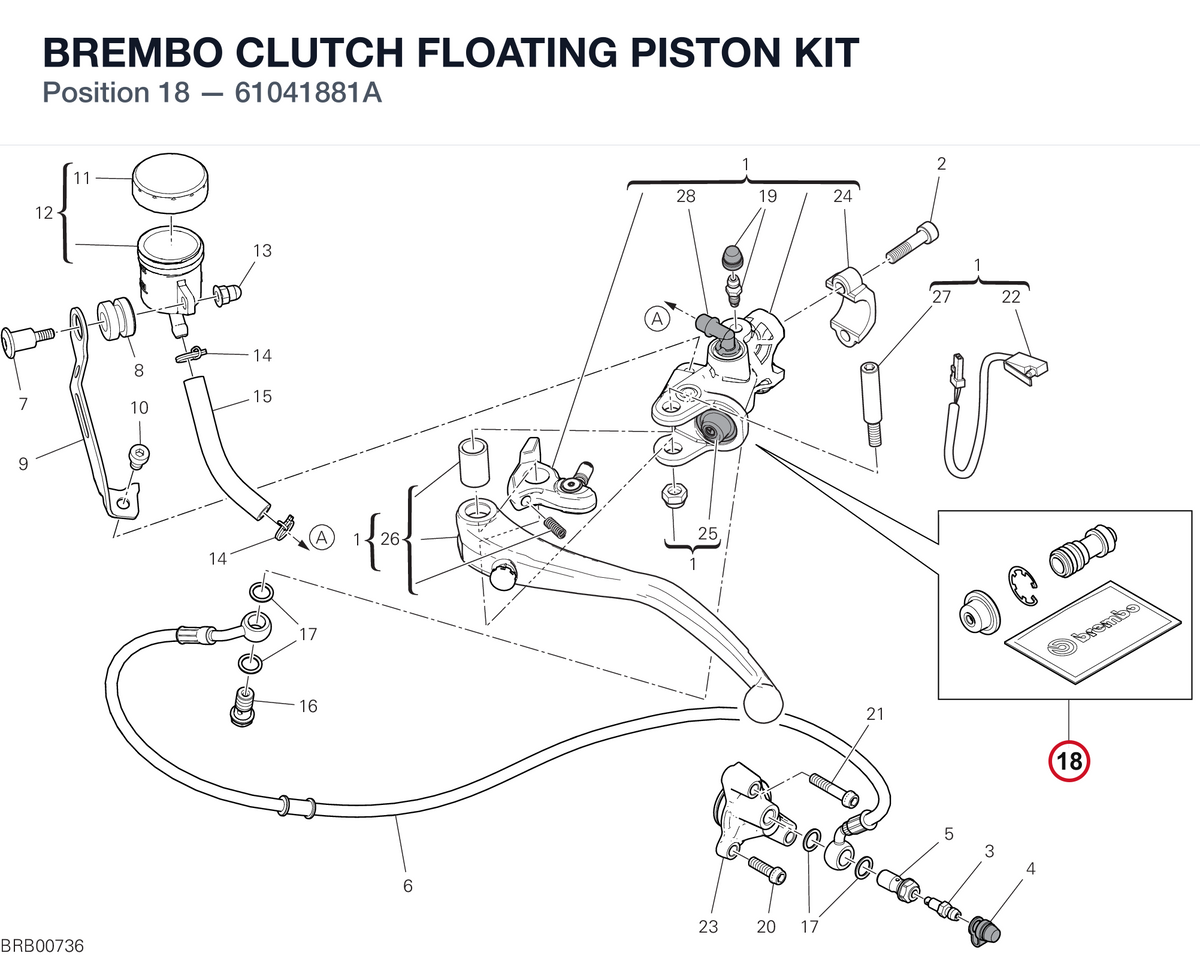 BREMBO CLUTCH FLOATING PISTON KIT 61041881A diagram position