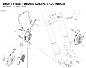 RIGHT FRONT BRAKE CALIPER ALUMINUM 61041971A diagram position