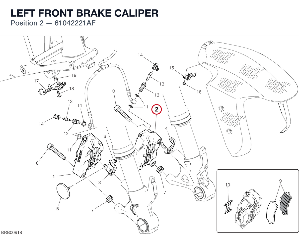 LEFT FRONT BRAKE CALIPER 61042221AF diagram position