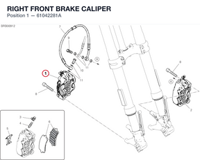 RIGHT FRONT BRAKE CALIPER 61042281A diagram position