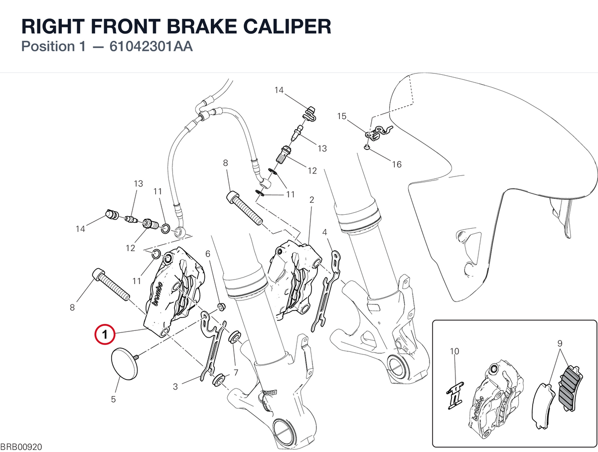 RIGHT FRONT BRAKE CALIPER 61042301AA diagram position