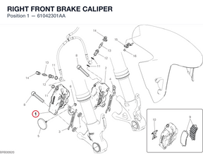 RIGHT FRONT BRAKE CALIPER 61042301AA diagram position