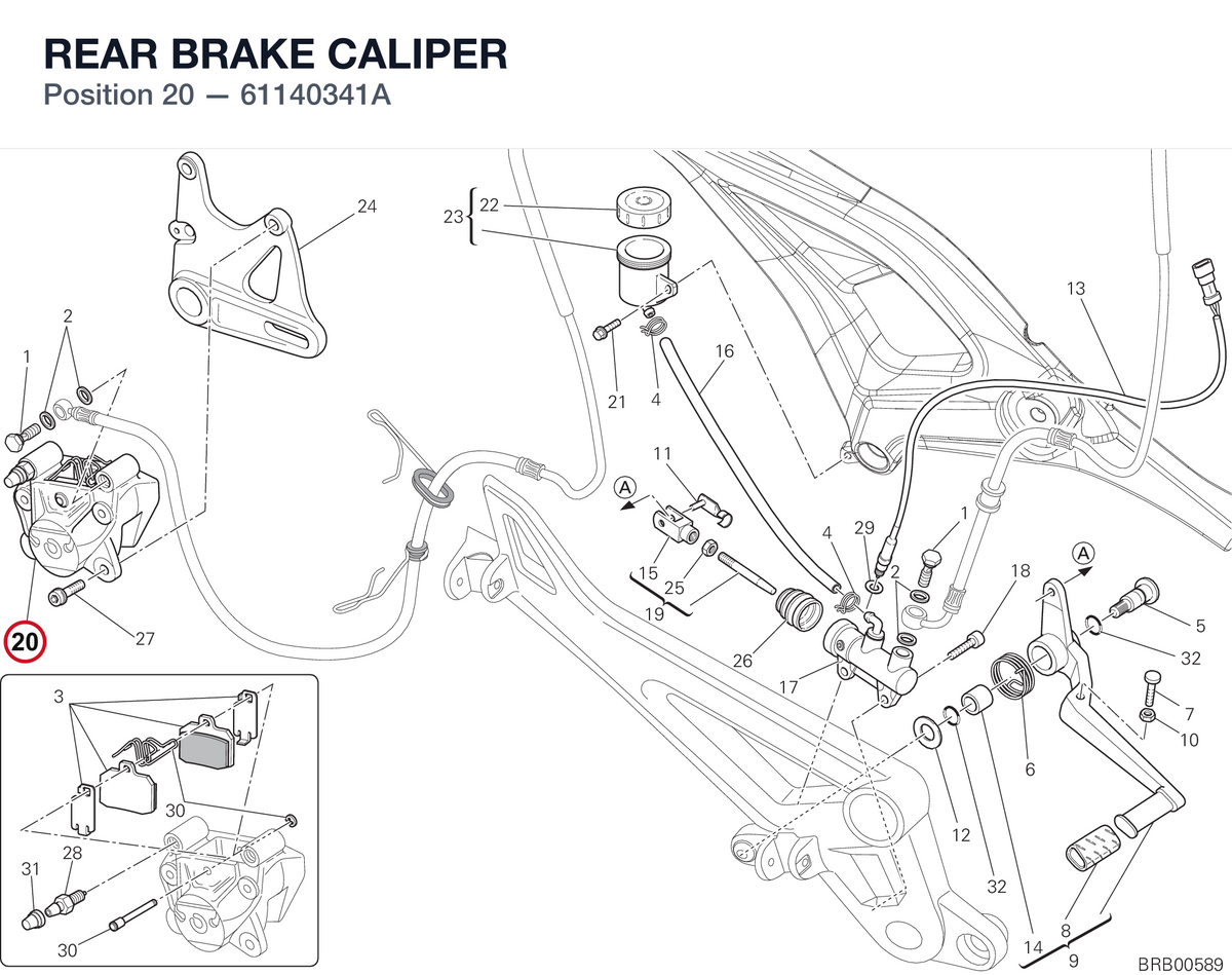 REAR BRAKE CALIPER 61140341A diagram position