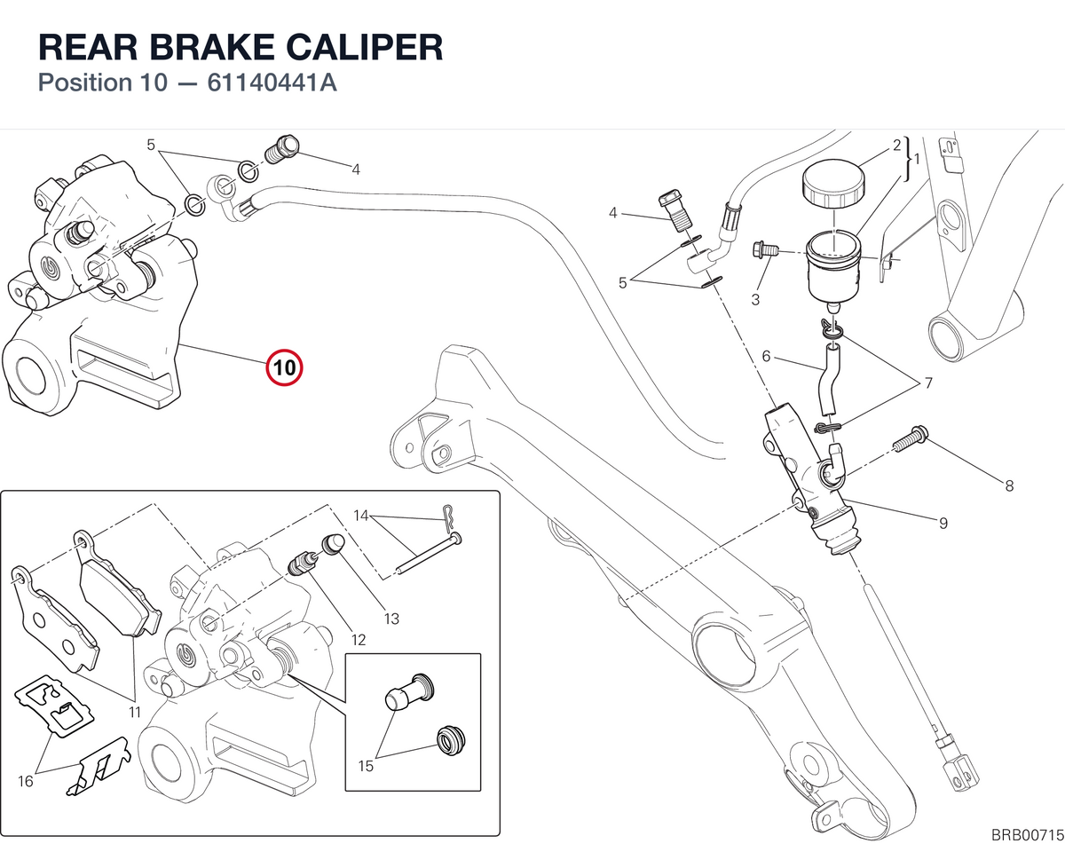 REAR BRAKE CALIPER 61140441A diagram position