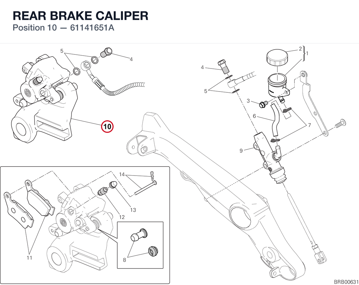 REAR BRAKE CALIPER 61141651A diagram position