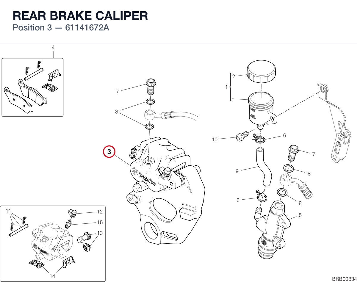 REAR BRAKE CALIPER 61141672A diagram position