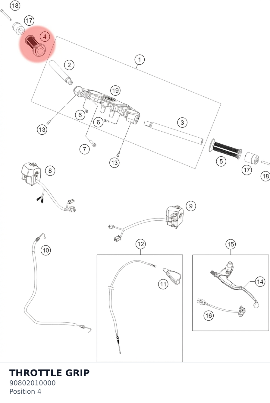 Diagram preview: THROTTLE GRIP (90802010000)