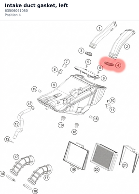 Diagram preview: Intake duct gasket, left (63506041050)