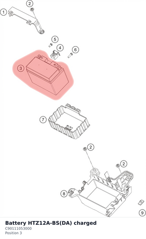 Diagram preview: Battery HTZ12A-BS(DA) charged (C90111053000)