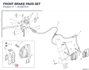 FRONT BRAKE PADS SET 61340721A diagram position