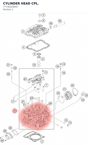 Diagram preview: CYLINDER HEAD CPL. (77736220044)