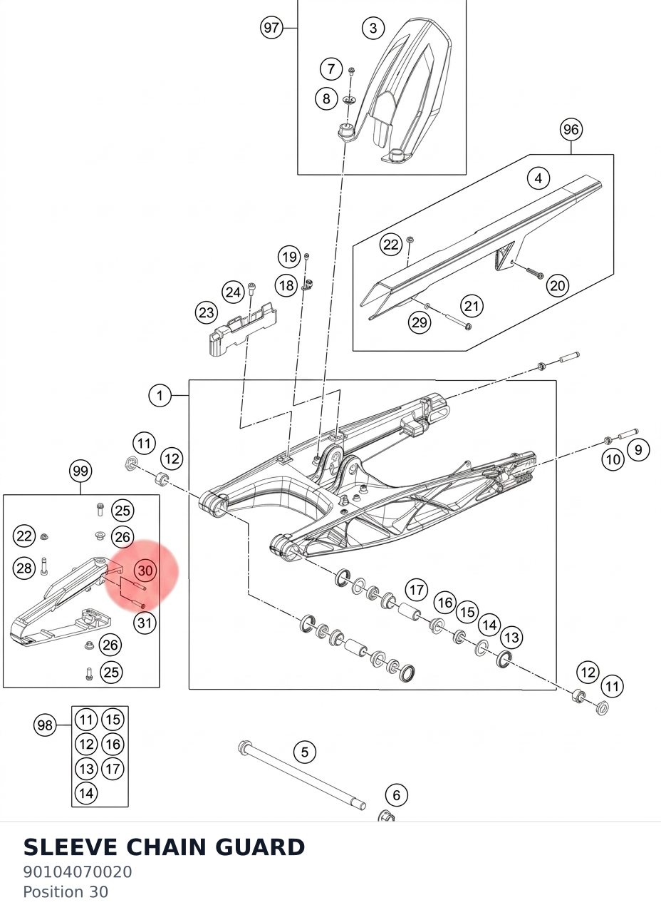 Diagram preview: SLEEVE CHAIN GUARD (90104070020)