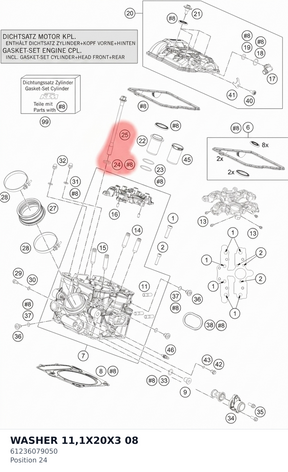 Diagram preview: WASHER 11,1X20X3            08 (61236079050)
