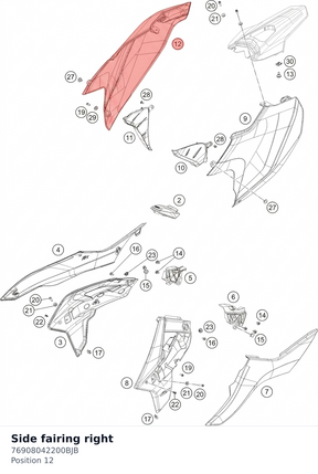 Diagram preview: Side fairing right (76908042200BJB)