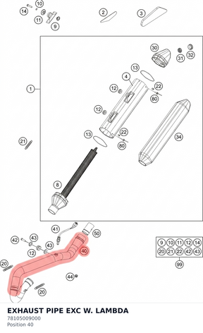 Diagram preview: EXHAUST PIPE EXC W. LAMBDA (78105009000)
