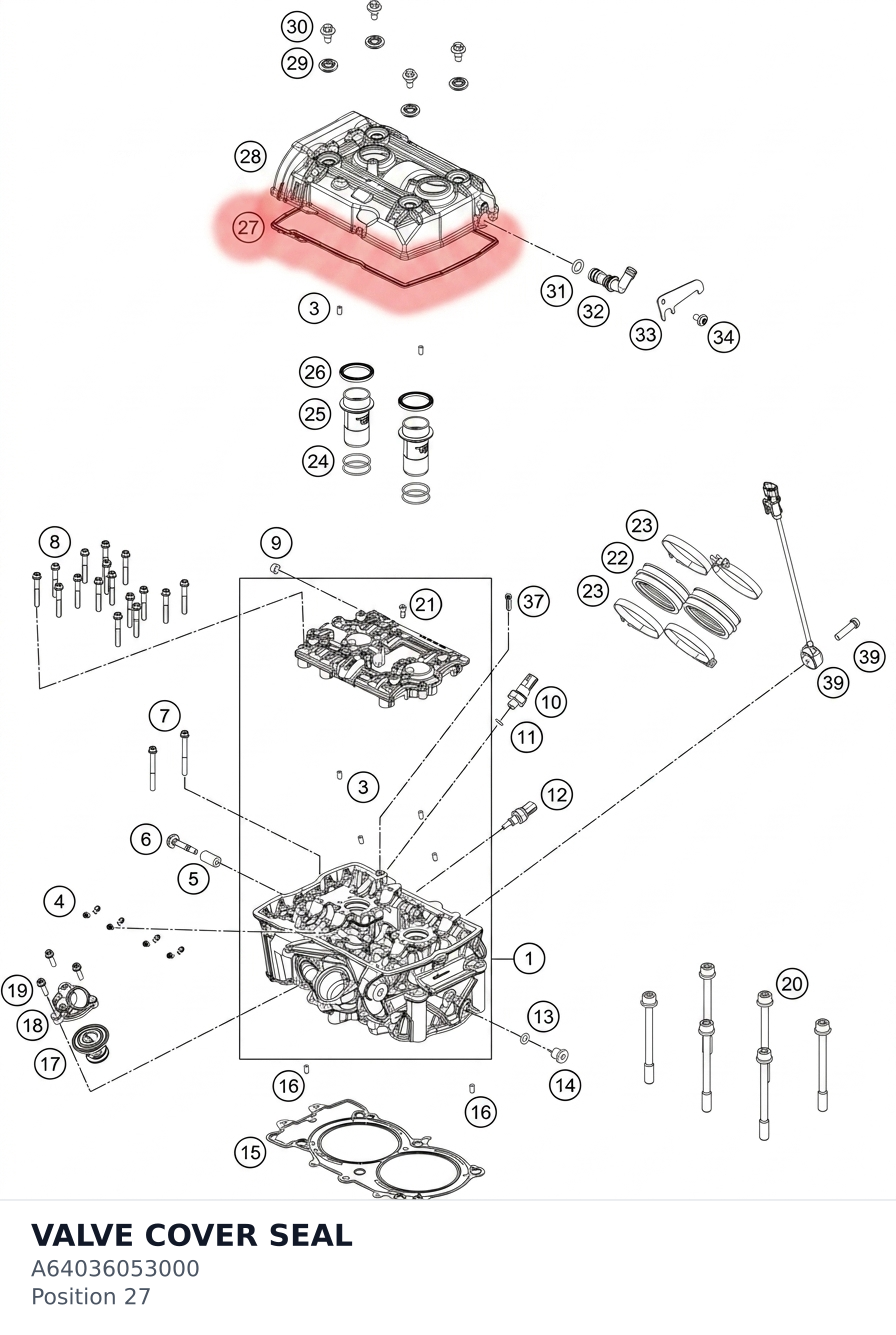 Diagram preview: VALVE COVER SEAL (A64036053000)