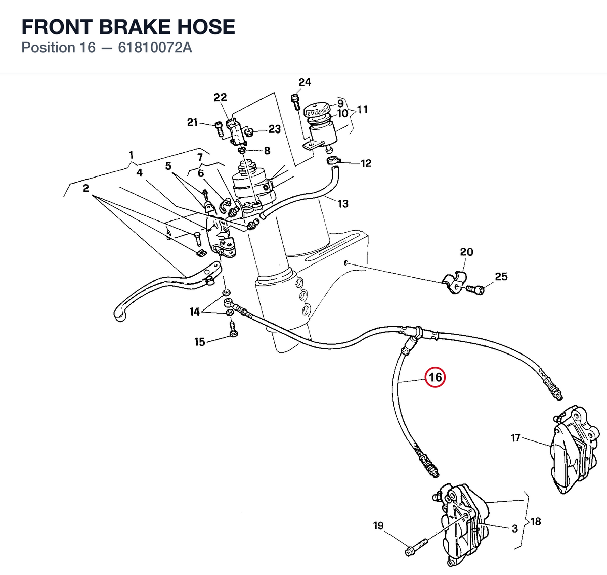 FRONT BRAKE HOSE 61810072A diagram position