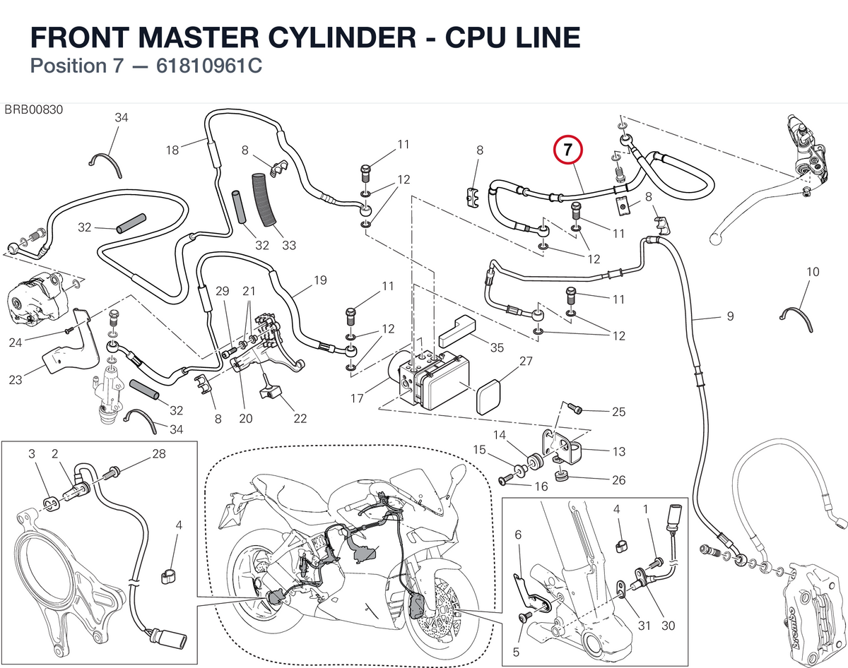 FRONT MASTER CYLINDER - CPU LINE 61810961C diagram position