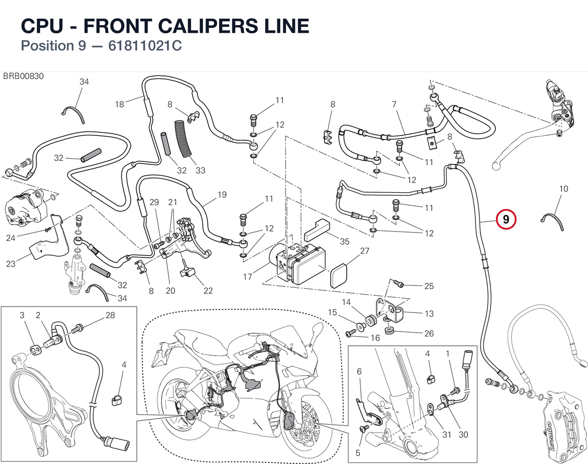 CPU - FRONT CALIPERS LINE 61811021C diagram position