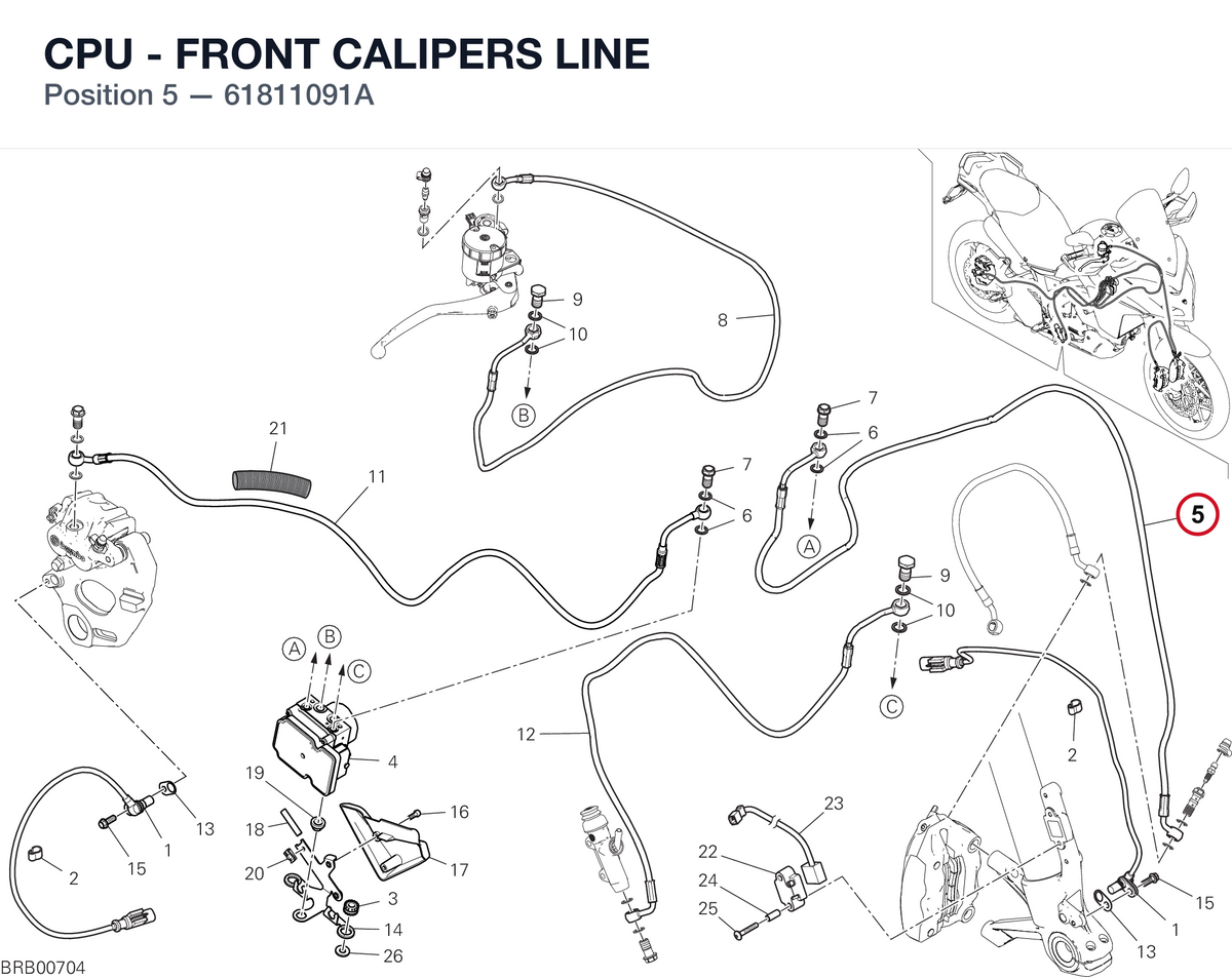 CPU - FRONT CALIPERS LINE 61811091A diagram position