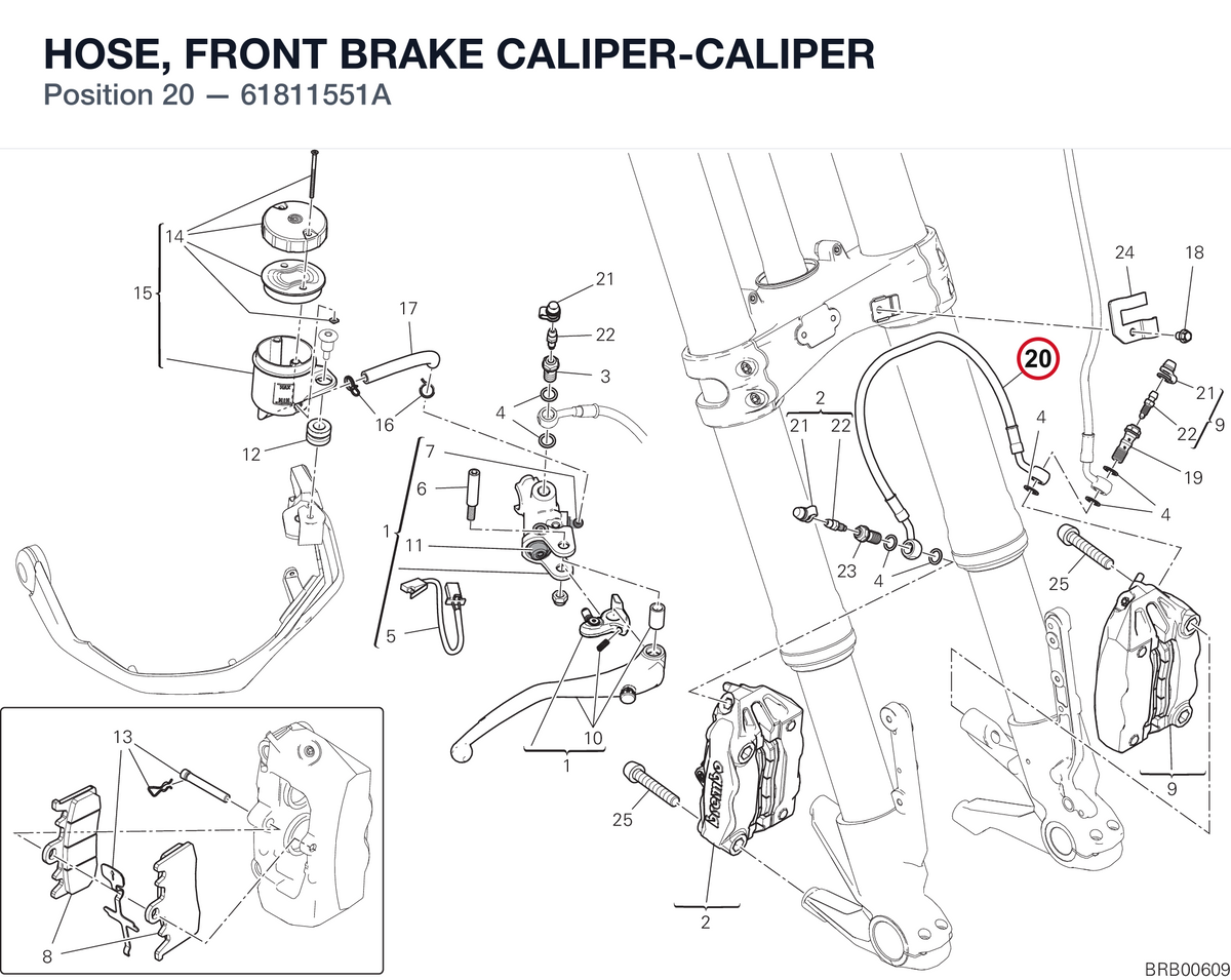 HOSE, FRONT BRAKE CALIPER-CALIPER 61811551A diagram position