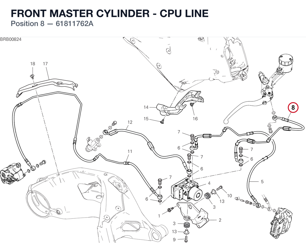 FRONT MASTER CYLINDER - CPU LINE 61811762A diagram position