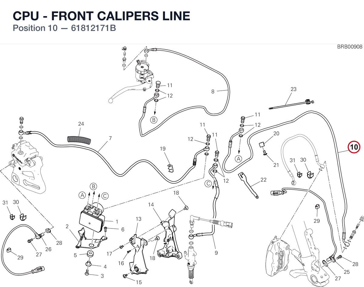 CPU - FRONT CALIPERS LINE 61812171B diagram position
