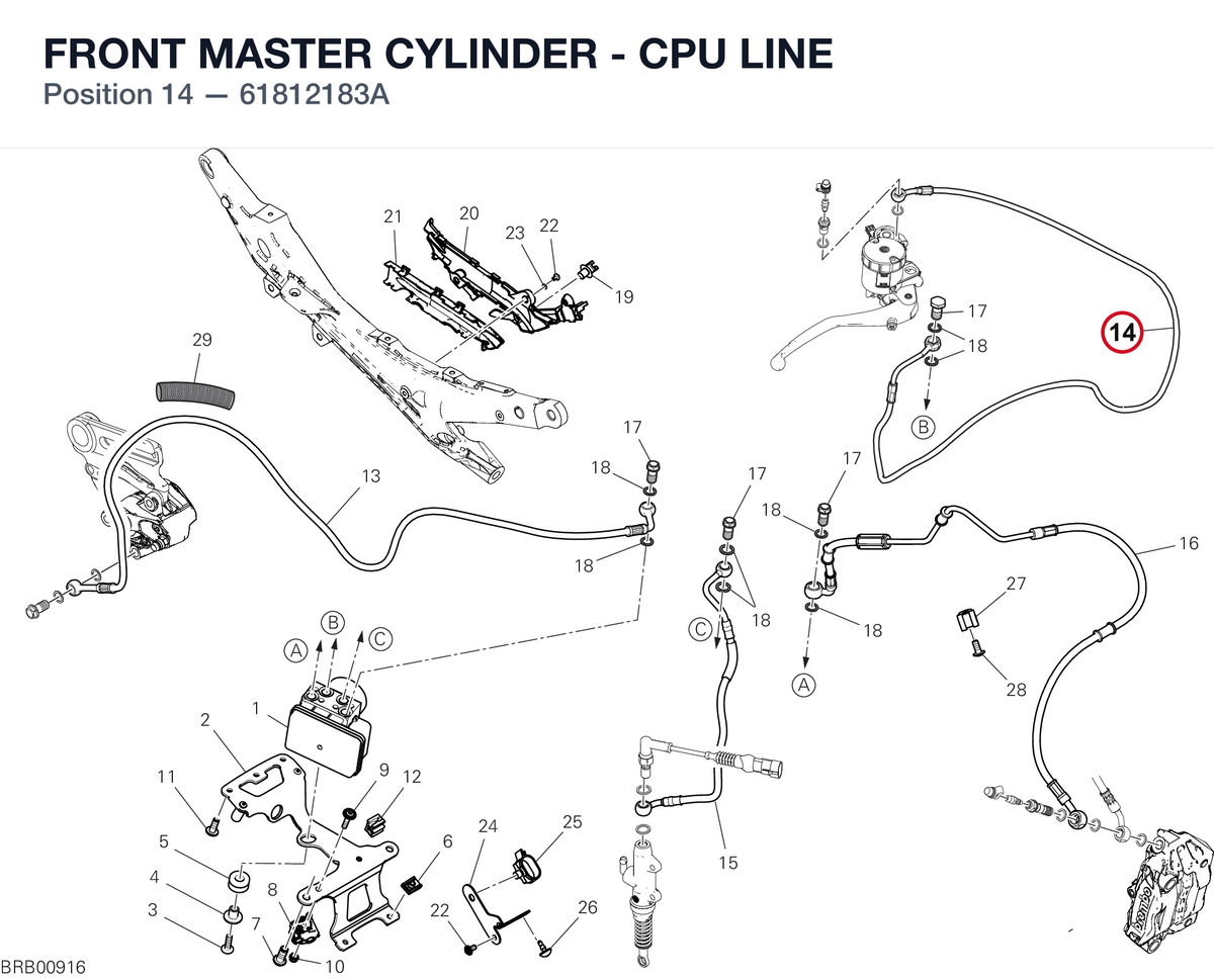 FRONT MASTER CYLINDER - CPU LINE 61812183A diagram position