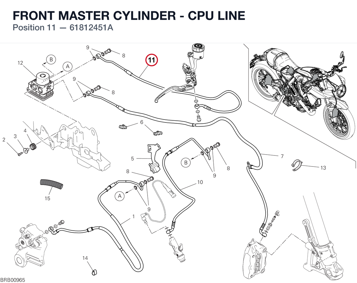 FRONT MASTER CYLINDER - CPU LINE 61812451A diagram position