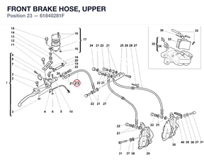 FRONT BRAKE HOSE, UPPER 61840281F diagram position