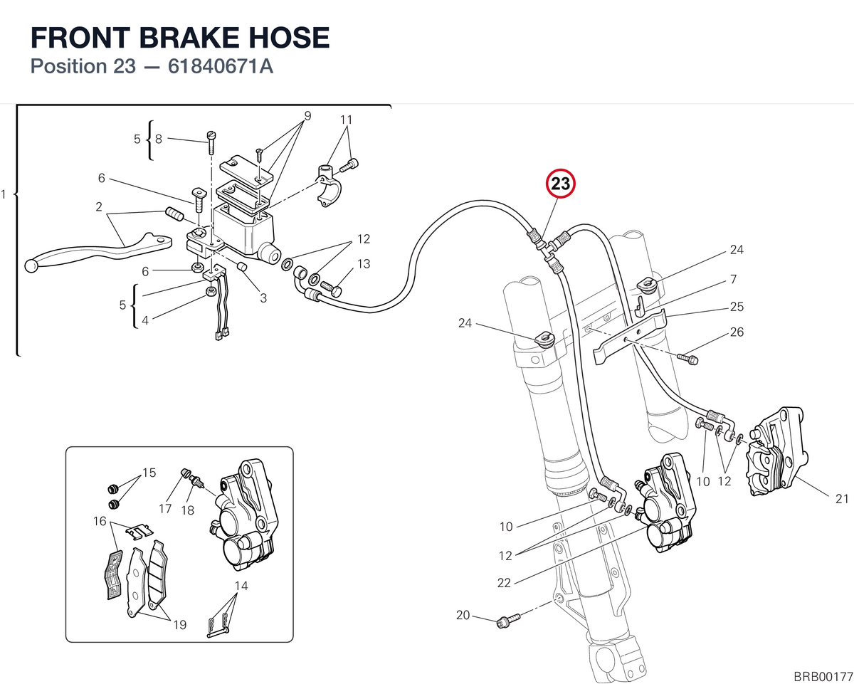 FRONT BRAKE HOSE 61840671A diagram position