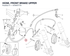 HOSE, FRONT BRAKE UPPER 61840771A diagram position