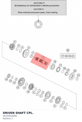 Diagram preview: DRIVEN SHAFT CPL. (50433010000)