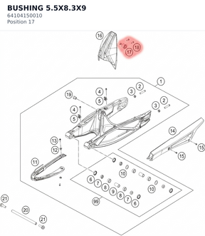 Diagram preview: BUSHING 5.5X8.3X9 (64104150010)