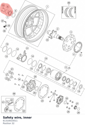Diagram preview: Safety wire, inner (61310010011)