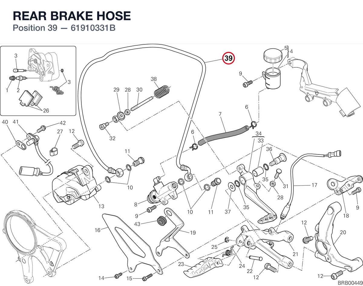 REAR BRAKE HOSE 61910331B diagram position