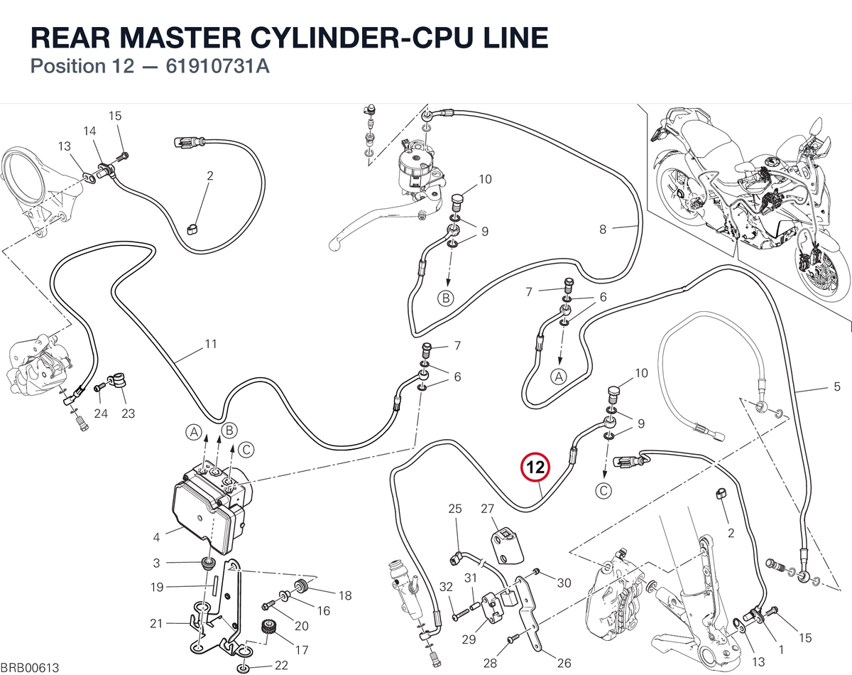 REAR MASTER CYLINDER-CPU LINE 61910731A diagram position