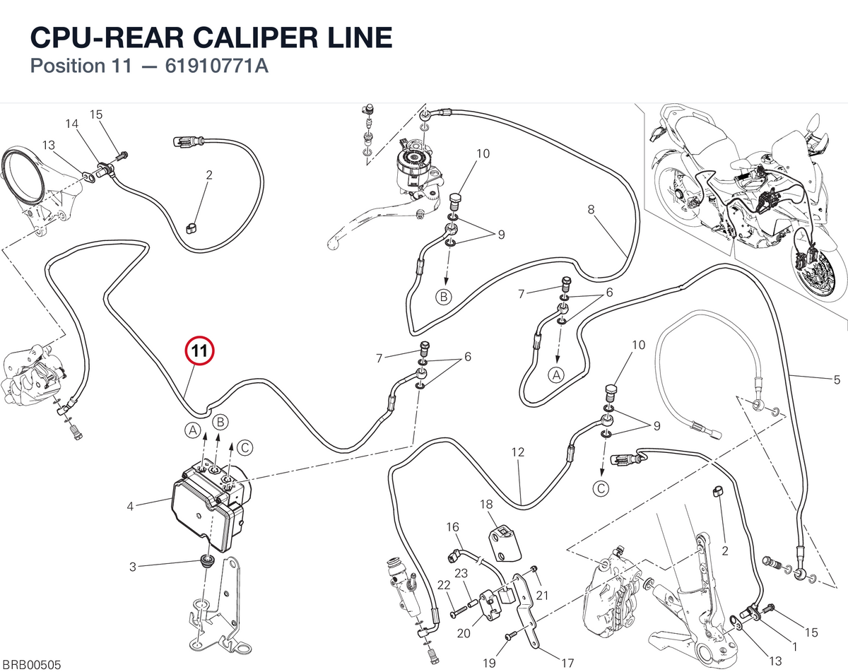 CPU-REAR CALIPER LINE 61910771A diagram position
