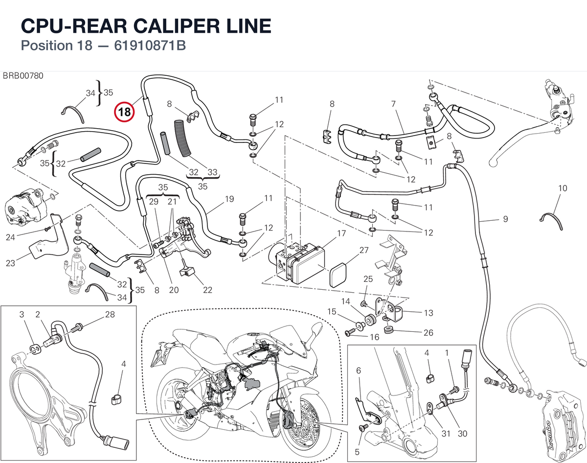 CPU-REAR CALIPER LINE 61910871B diagram position