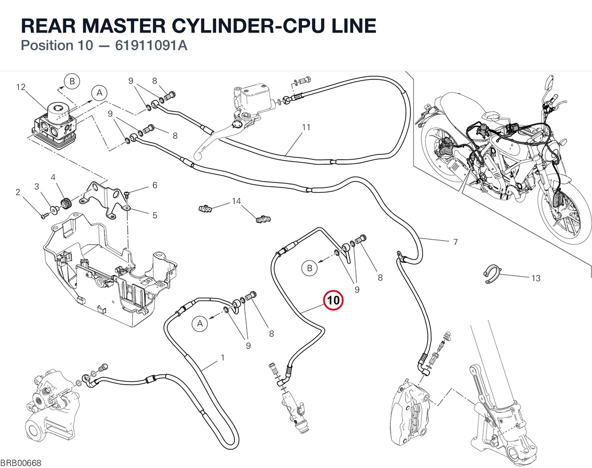 REAR MASTER CYLINDER-CPU LINE 61911091A diagram position