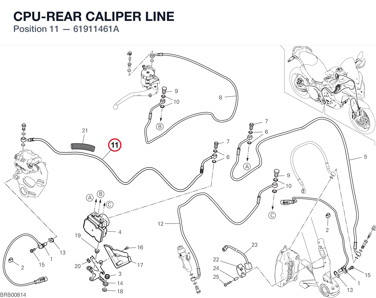 CPU-REAR CALIPER LINE 61911461A diagram position