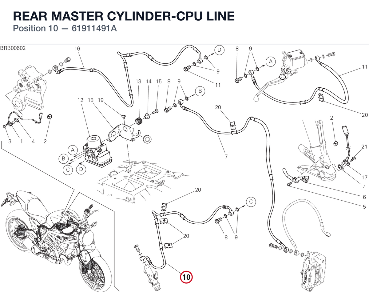 REAR MASTER CYLINDER-CPU LINE 61911491A diagram position