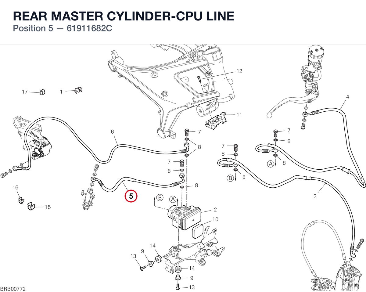 REAR MASTER CYLINDER-CPU LINE 61911682C diagram position