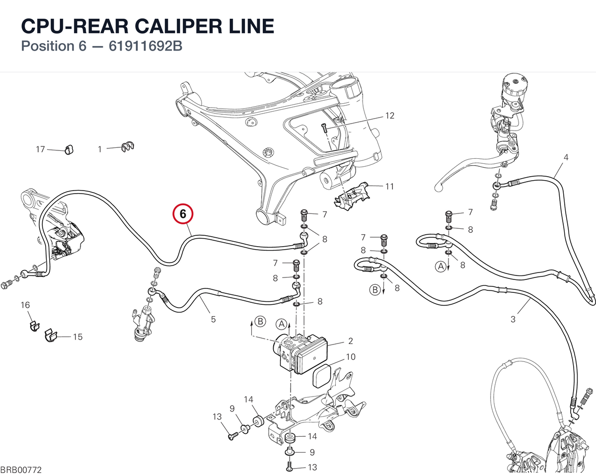 CPU-REAR CALIPER LINE 61911692B diagram position