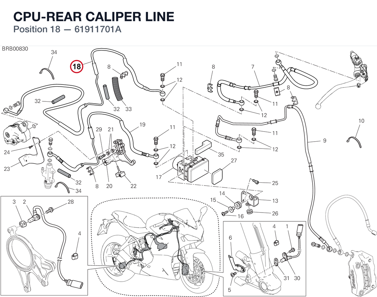 CPU-REAR CALIPER LINE 61911701A diagram position