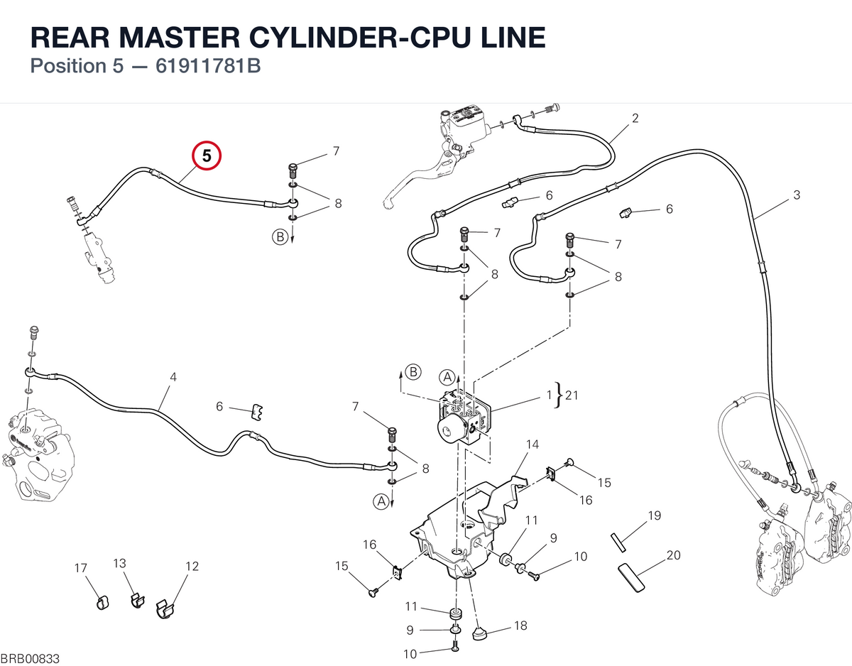 REAR MASTER CYLINDER-CPU LINE 61911781B diagram position